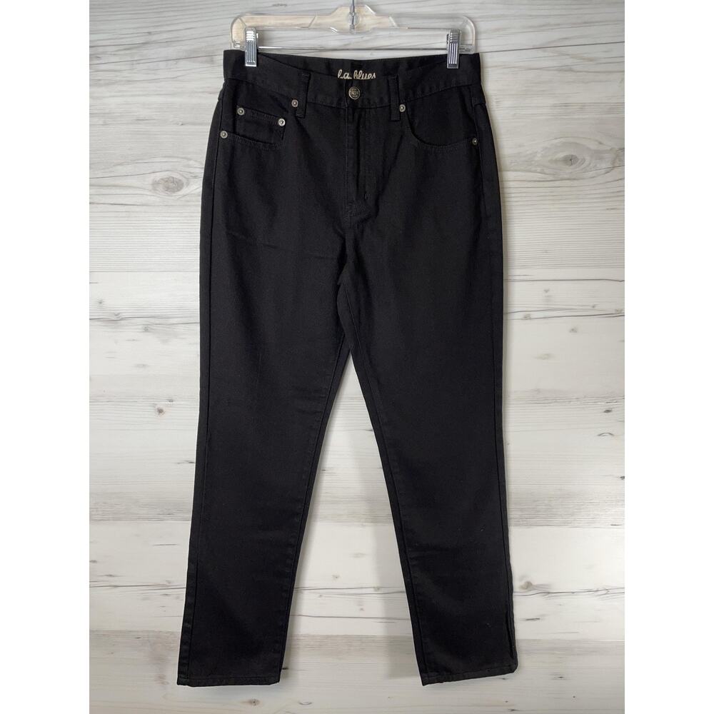 LA Blues Jeans‎ Womens 6 Black Straight Leg High Rise Classic Fit Denim Pants